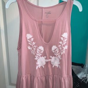 Pink pleated tank top
